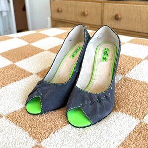 SEYCHELLES BLUE GREEN PEEP TOE HEELS PUMPS WOMENS 6.5